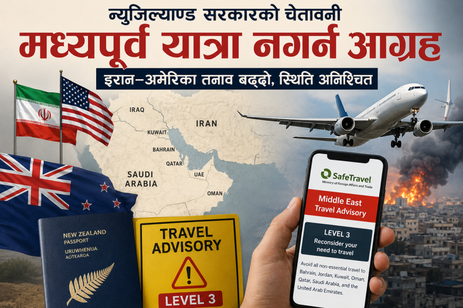 इरान–अमेरिका तनाव थप चर्किन सक्ने भन्दै मध्यपूर्वको यात्रा नगर्न न्युजिल्याण्ड सरकारद्धारा आम नागरिलाई आग्रह