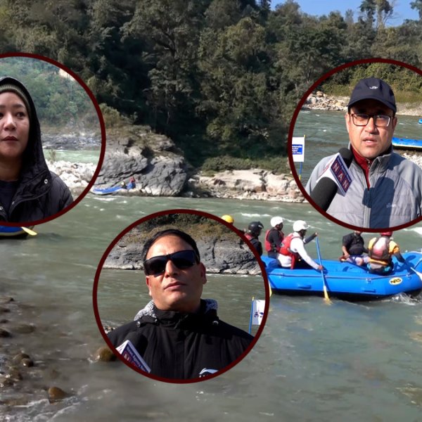 त्रिशुली नदीमा रिभर गाइड उत्पादनका लागि प्रयोगात्मक र्‍याफ्टिङ तालिम