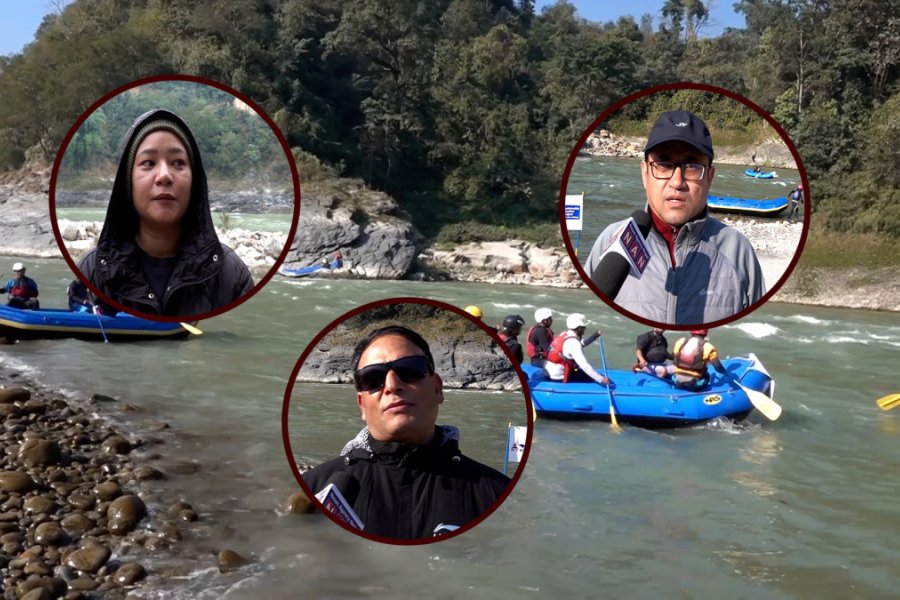 त्रिशुली नदीमा रिभर गाइड उत्पादनका लागि प्रयोगात्मक र्‍याफ्टिङ तालिम