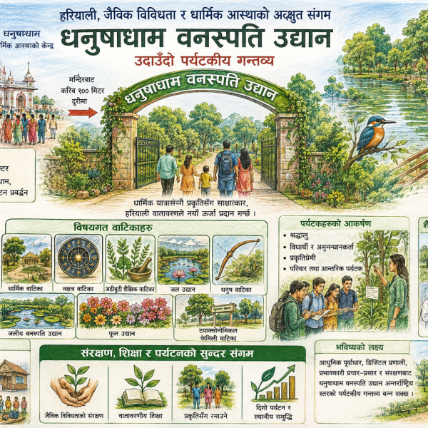 उदाउँदो पर्यटकीय गन्तव्य बन्दै धनुषाधाम वनस्पति उद्यान